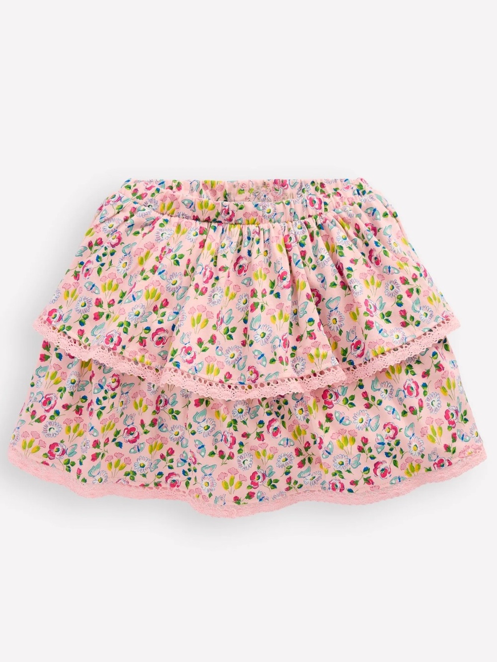 Mini Boden Ruffle Jersey Skort Chalk Pink Spring Garden